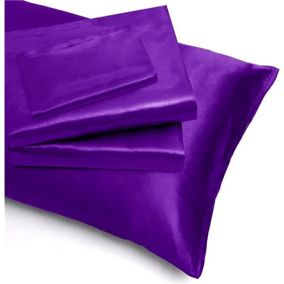 Homiest 4pcs Extra Deep Pocket Satin Sheets Queen Size Bed Set, 18-24 Inch Deep - Picture 5 of 8